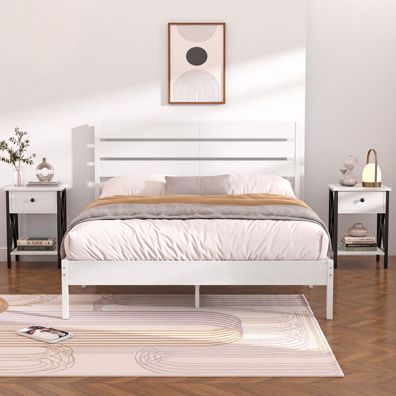 Alicia Steel Piece Bedroom Set, White, Queen