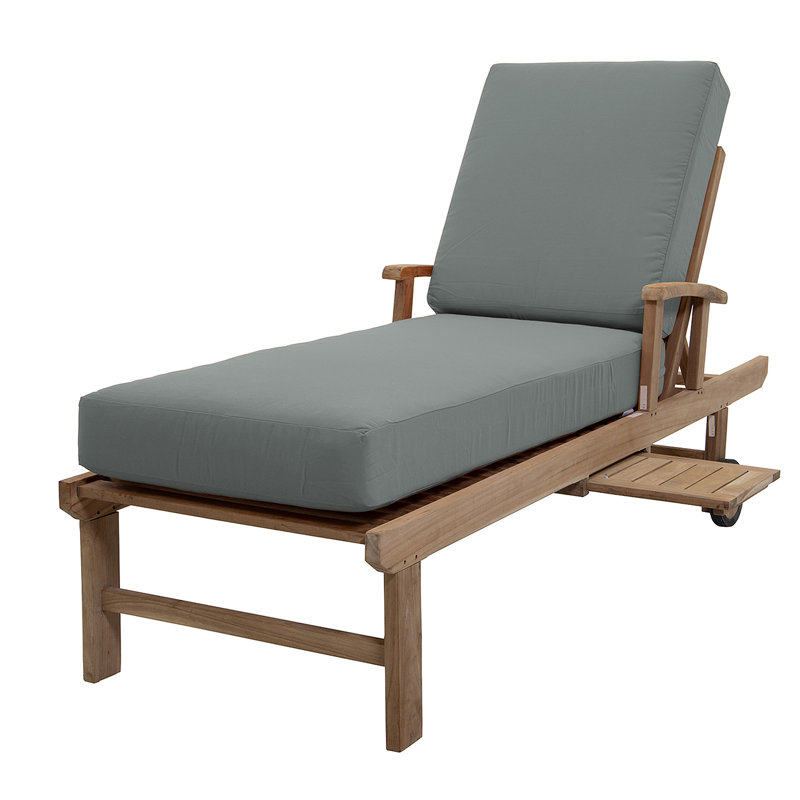 Huntington Outdoor Teak Chaise Lounge, Canvas Regatta Sunbrella® Canvas