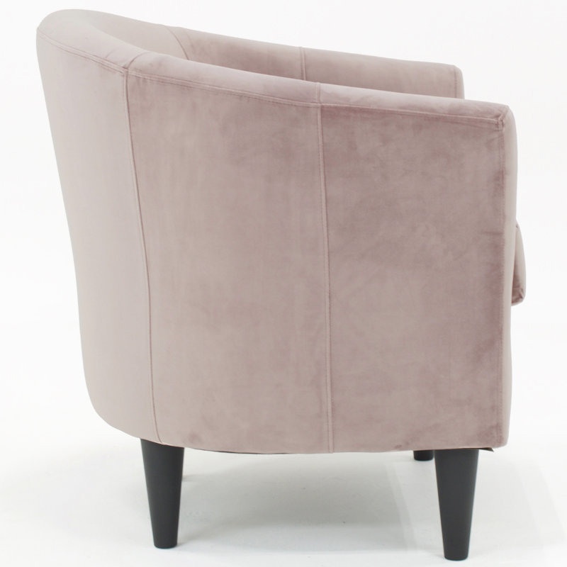 Kronos Upholstered Barrel Chair, Chantel Rose Velvet, Black