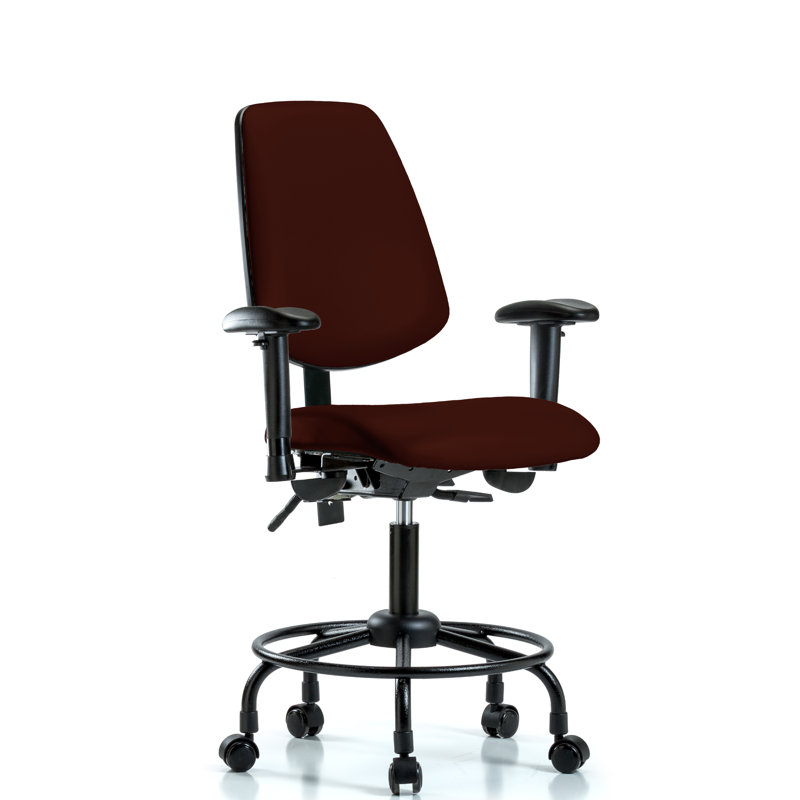 Amira Vinyl Drafting Chair, Burgundy, Casters, Included