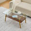 Table basse rectangulaire, plateau de table en verre trempé avec pieds en métal-1160962078