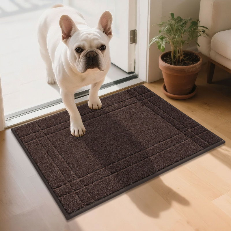 Non-Slip Geometric Indoor Doormat, Brown, 50.8cm W x 81.3cm L