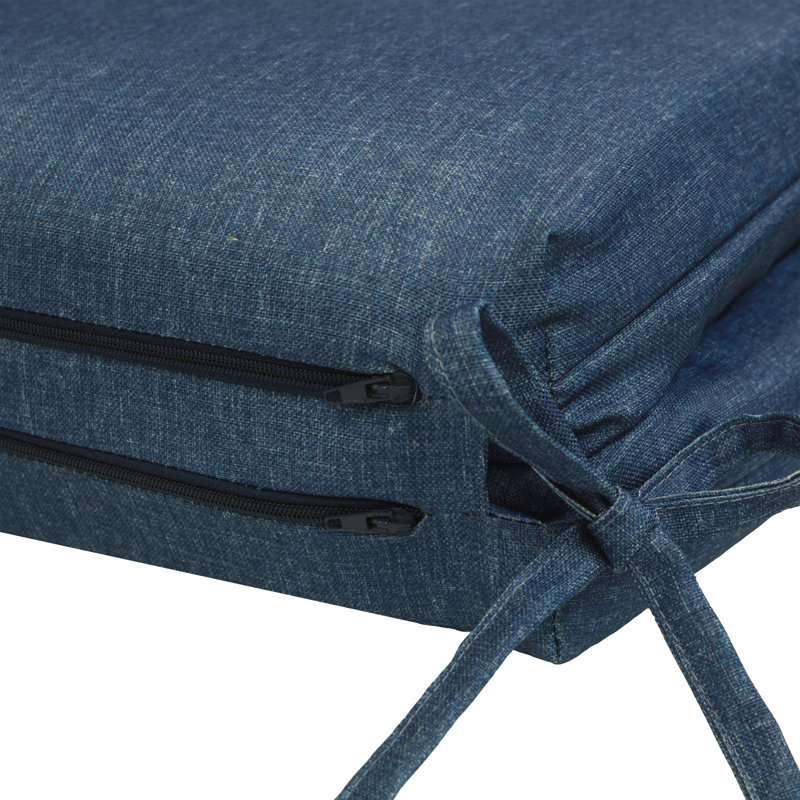 Outdoor Solid Olefin Textured Lounger Cushion 22 x 73, Blue