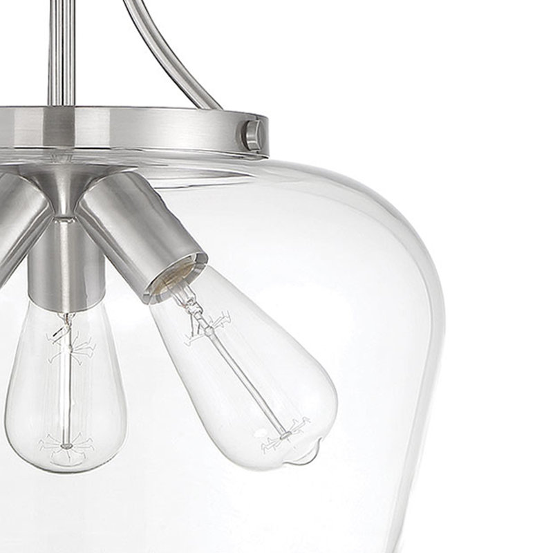 Breena 13" W 3-Light Dimmable Semi-Flush Mount, Satin Nickel, Clear