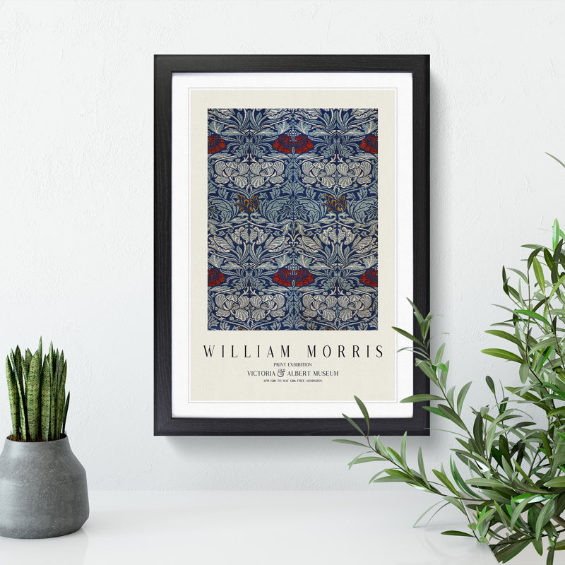 Tulip and Rose Vol.1 by William Morris - Picture Frame Painting, 36cm H x 27cm W x 2cm D, Black Framed