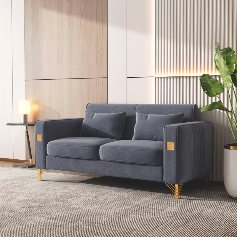 Barcaldine Velvet Loveseat, Gray Velvet