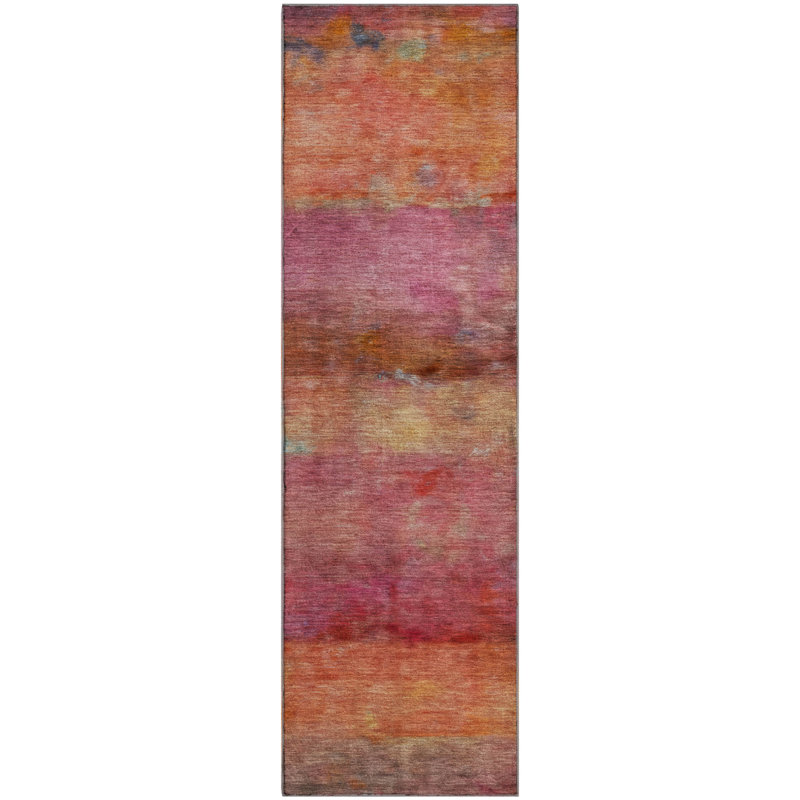 Premium Machine Washable Mayfield AMF2311 Stripes Rug, 2'3" x 7'6" Runner, Pink