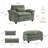Upholstered Extra Wide Accent Chair With Rectangle Ottoman  (Set of 2)-1908529870