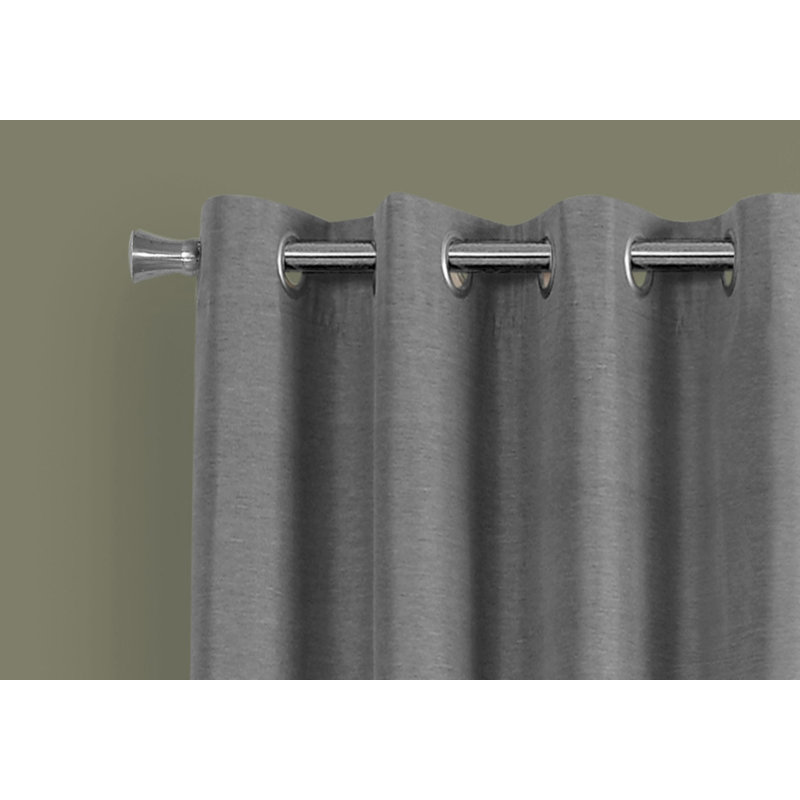 Curtain Panel, 2pcs Set, Grommet, Living Room, Bedroom, Kitchen, 84" x 52", Dark Grey