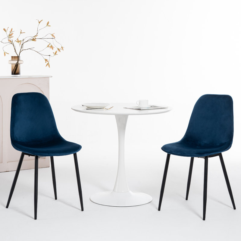 Chaise rembourrée en similicuir Kavi ,  Velours bleu / noir