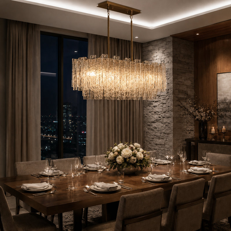 Kethe 7 - Light 31"W Dimmable Rectangle Chandelier
