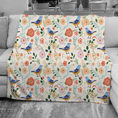 Whimsical Songbird Fleece Blanket