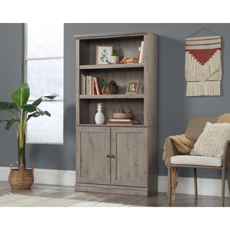 Brunoy 5 Shelf Bookcase W/Doors Pm, Laurel Oak