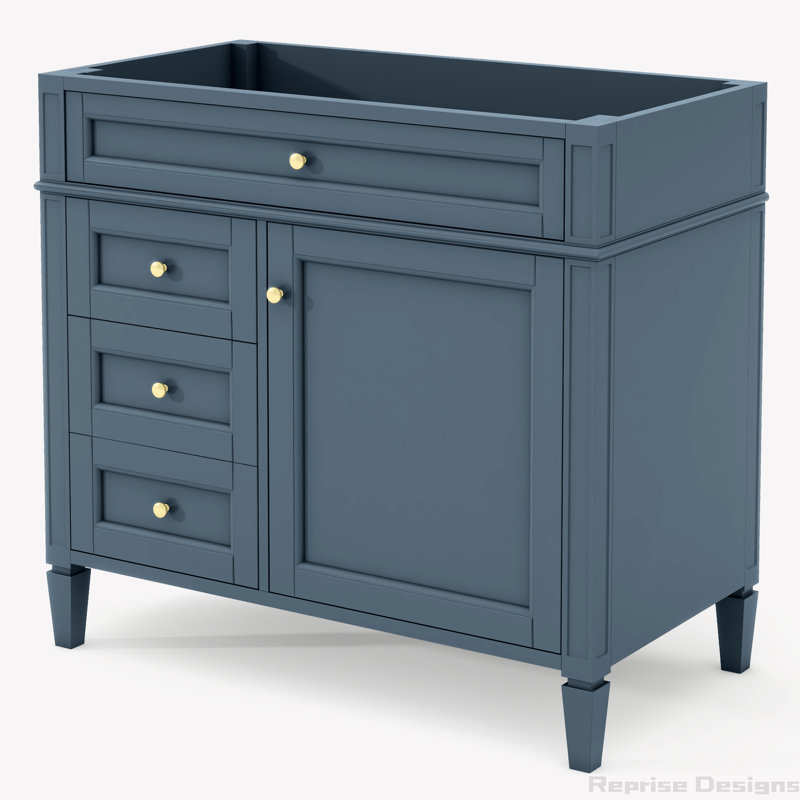 Base de meuble-lavabo simple 35 po seulement, Bleu, Or