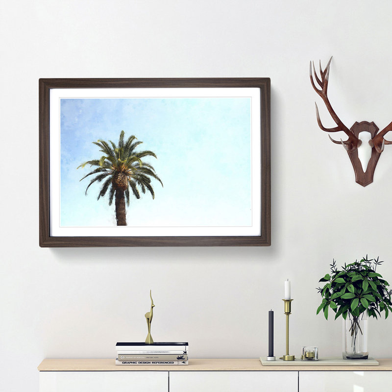 Lone Palm Tree - Picture Frame Graphic Art Print, Walnut Framed, 62cm H x 87cm W x 2cm D