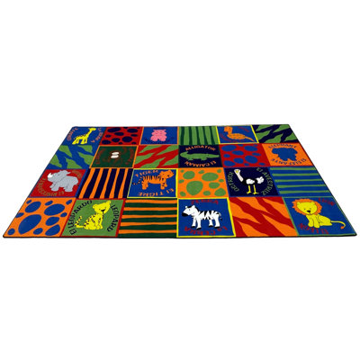 Bilingual Animals School Area Rug
