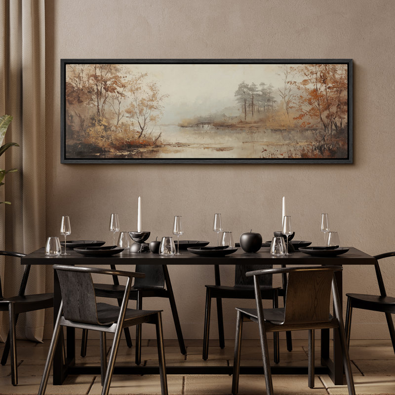 Impression sur toile, encadré campagne surdimensionné, H 20 po x l 60 po, Noir, noir, noir, noir