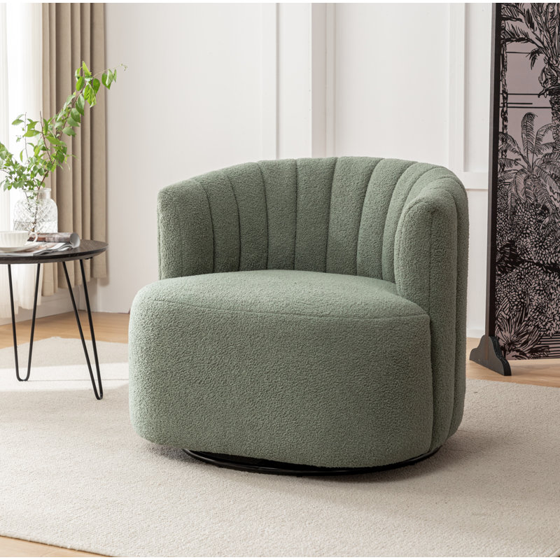 Fauteuil demi-tonneau pivotant rembourré Musaab, Vert