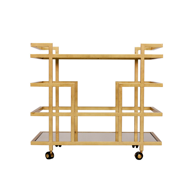 Ireland Linear Bar Cart, Gold Leaf