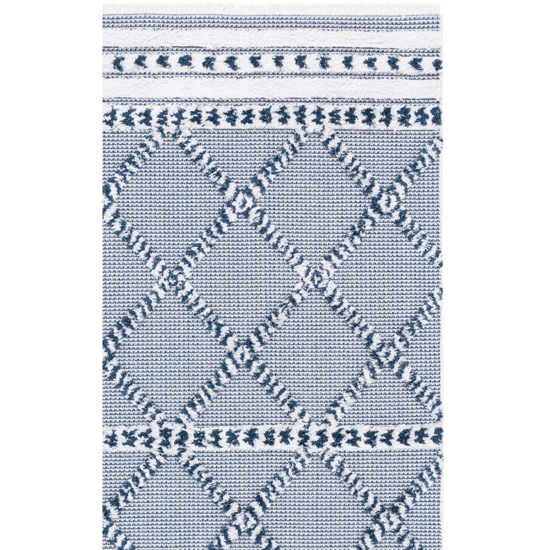 Tapis bleu marine / ivoire Woodbury, Rectangle 5 pi x 7 pi 7 po