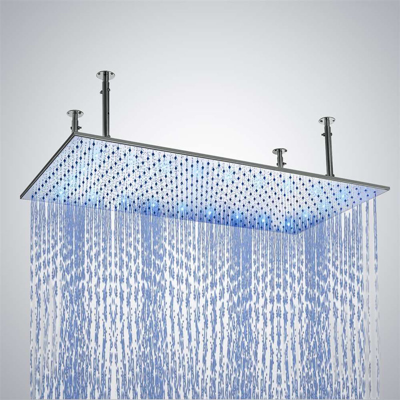 Pomme de douche à pluie rectangulaire en acier inoxydable à DEL 20 x 40 FontanaShowers