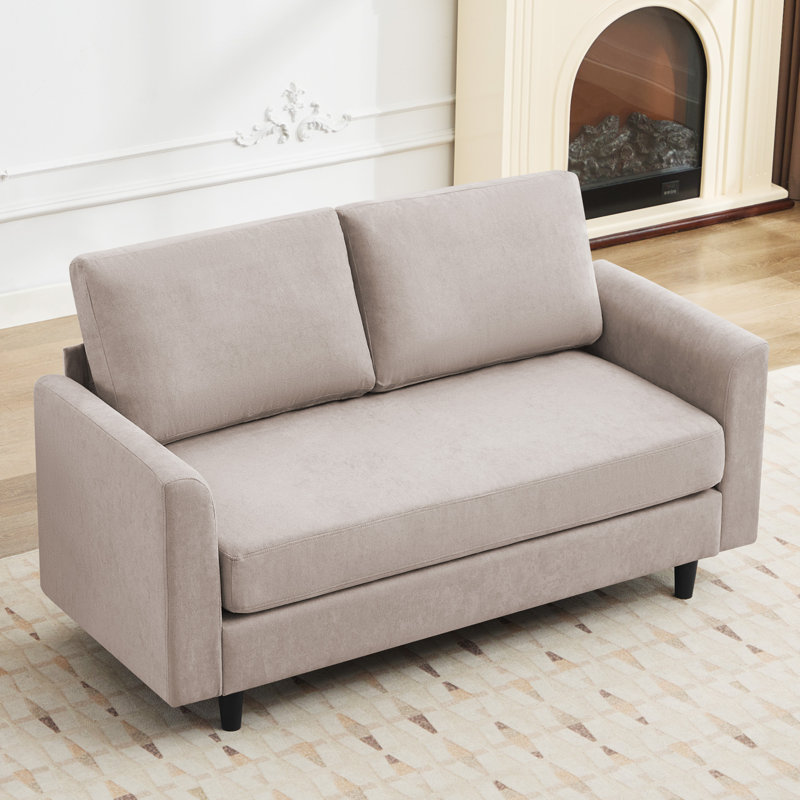 Bozarth 60.6" Upholstered Loveseat Sofa With Armrest Black Legs, Gray