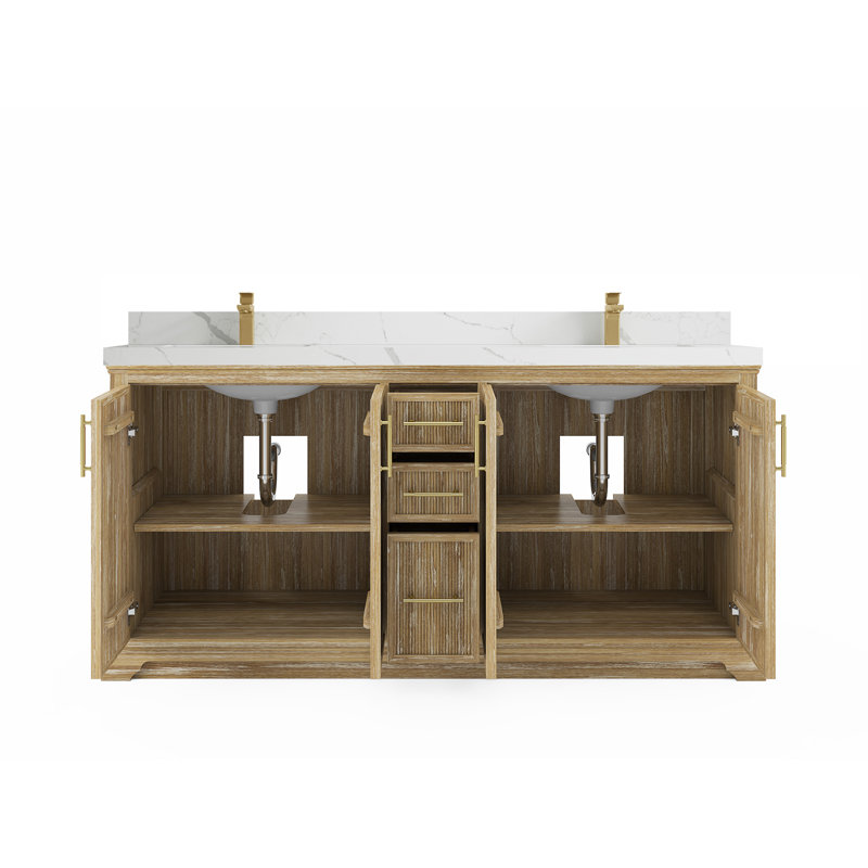 Ensemble de meuble-lavabo double 72 po Enrichetta, Calacatta Laza
