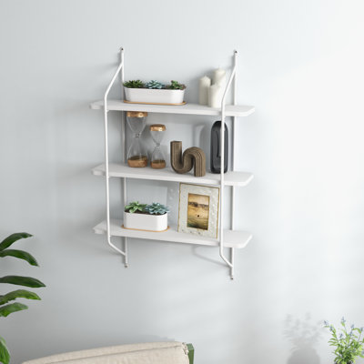 Étagère murale décorative en bois à 3 niveaux Cb Home Modernatta (31 po x 8 po x H 40 po) (blanc)