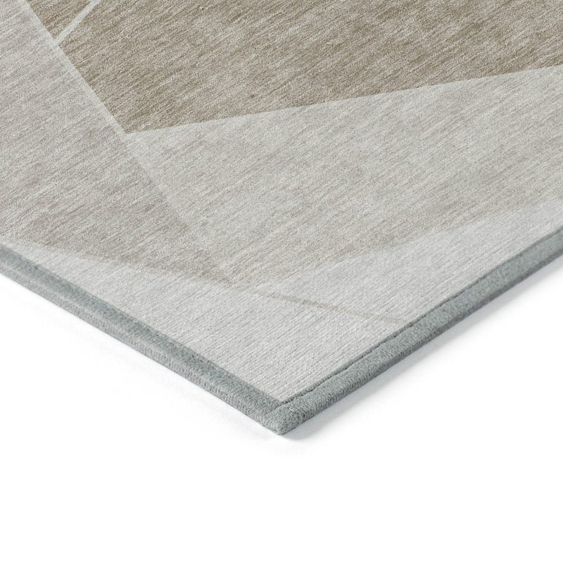 3' X 5' Taupe Brown Geometric Washable Indoor Outdoor Area Rug