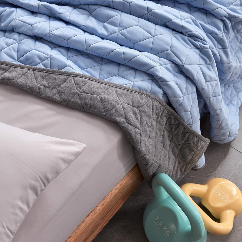 Couverture réversible Cooling, Bleu, Simple