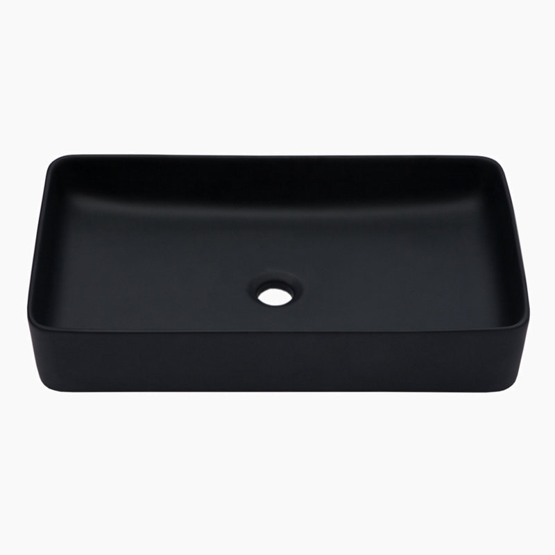 Hewei 13.5'' Black Ceramic Rectangular Vessel Bathroom Sink