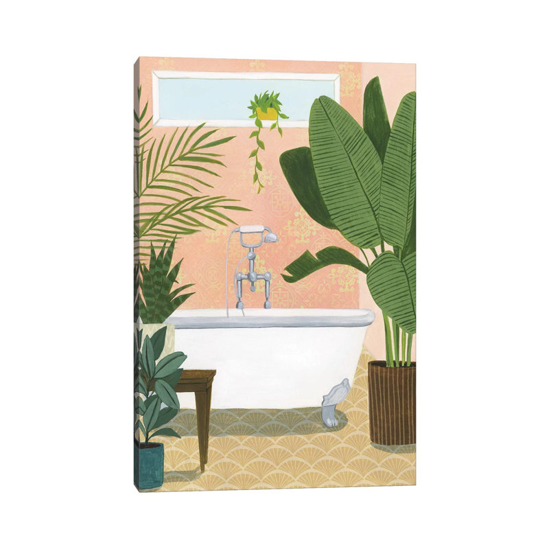 « Baignoire oasis I » par Grace Popp-impression d’art graphique, Toile tendue, Pas de tapis, H 26 po x l 18 po x 1,5 po
