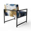 Motif abstrait avec textures bleues et dorées II - Chaise d'appoint rembourrée à motif abstrait-112890024