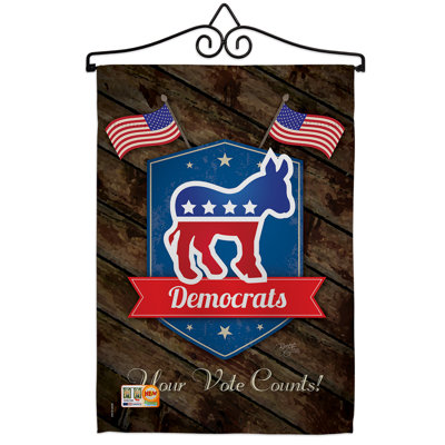 Polyester 18,5 x 13 po democrats 2 côtés ensemble de drapeau