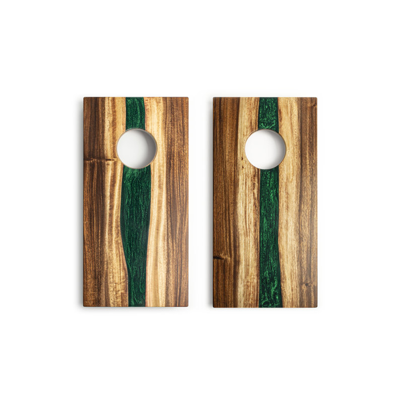Ensemble de planches de cornhole en résine époxy de 1 pi x 2 pi avec résine Live Edge, Émeraude