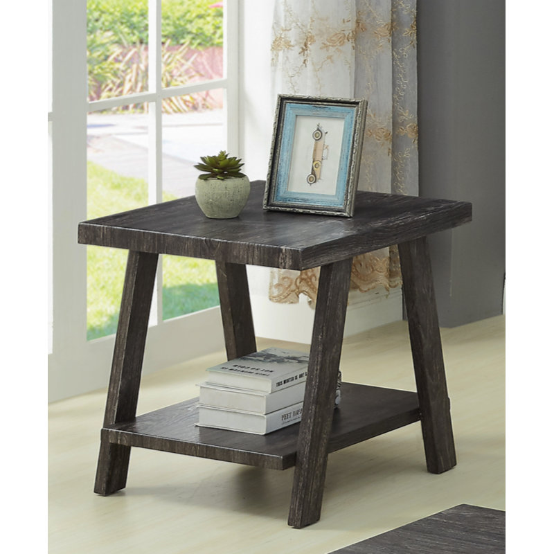 Contemporary Replicated Wood Shelf End Table