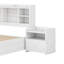 Lit plateforme double en bois avec espace de rangement multifonctionnel, tiroirs, ports USB et bureau-114355745