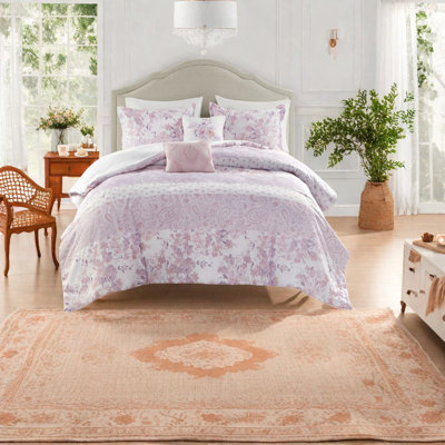 Vintage Floral Bedding Sets, Polyester Comforter With Pink Paisley For Home