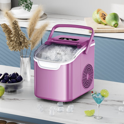 Efficient Portable Countertop Ice Maker: Quick 8-Cube In 6 Mins, Up To 26Lb/Day, 2 Ice Sizes, Perfect For Home/Party/Travel Purple