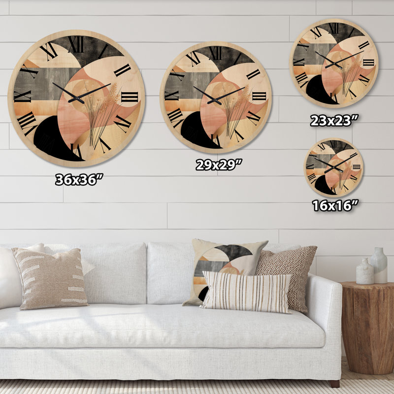 Horloge murale rétro en or rose Minimal Geometrics II, Moyenne