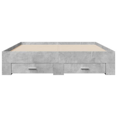 Vidaxl Bed Frame With Drawers Concrete Grey
