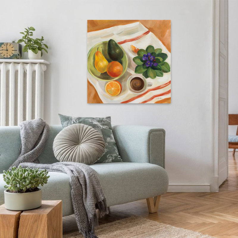Nature morte avec des violettes, art floral contemporain, H 32 po x l 32 po