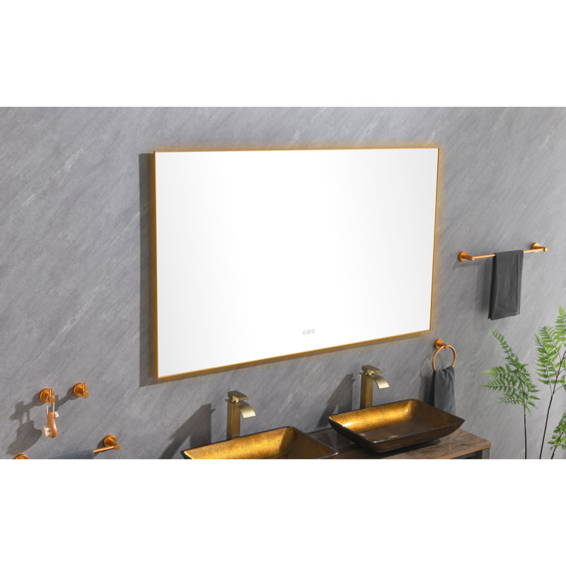 60x36inch Led Bathroom Vanity Mirror With Back , Wall Mount, Fog Attribute, Memory Mode, Adjustable, Gold Shining, Aluminium Created 60 X 36inch Mountable, Characteristic, Setting, Glow, Constructed