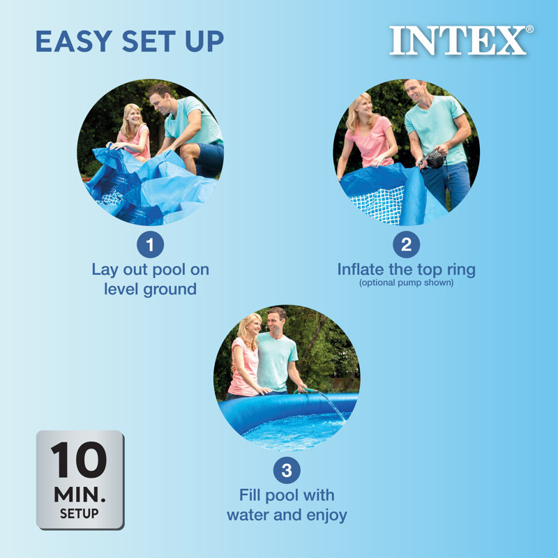 Intex Easy Set 12ft Blue Inflatable Above Ground Pool with Filter