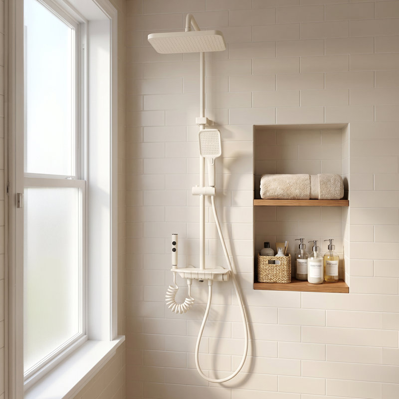 Wall-Mount Bathroom Piano-Key Panel Shower System Set