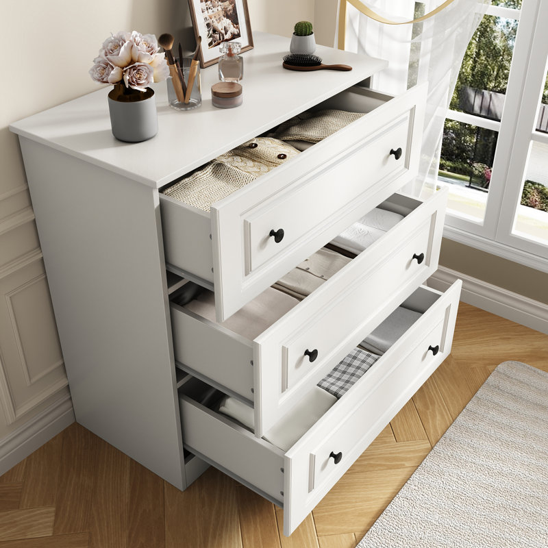 3 Drawer 29.5'' W Modern Dresser Wood Dresser For Bedroom (Set Of 2）, White