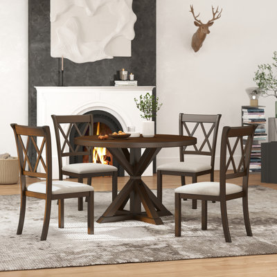 Ensemble de salle à manger pour 4 personnes Ebbert, plateau de table rond, ensemble de salle à manger, ensemble de salle à manger
