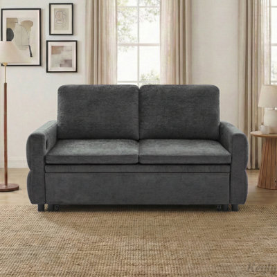 Convertible Sofa Bed 62.75" Sleeper Sofa Loveseat Sofa Couch with Adjustable Backrest and USB Ports for Living Room, Blue
