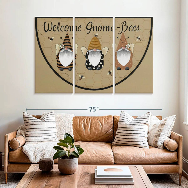 Kelan Welcome Gnome Bees, 42" H x 65" W