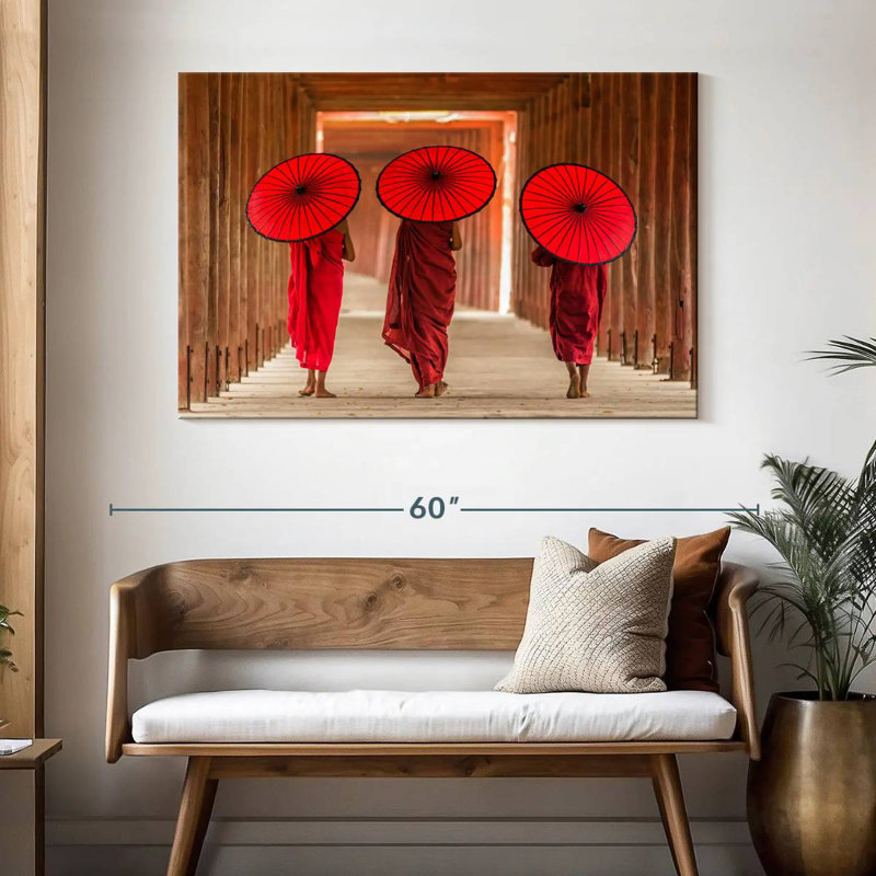 Adella Three Buddhist Monks, 32" H x 48" W